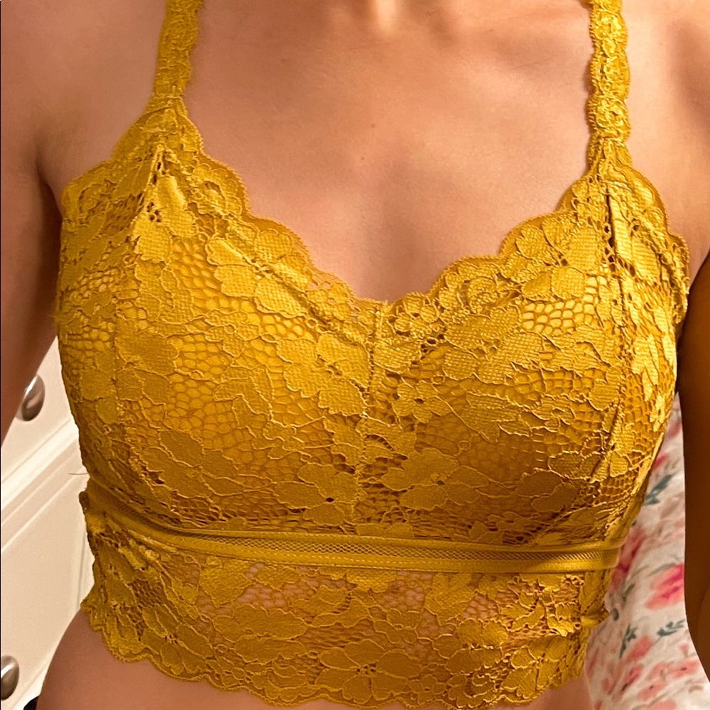 Mustard lace bralette
